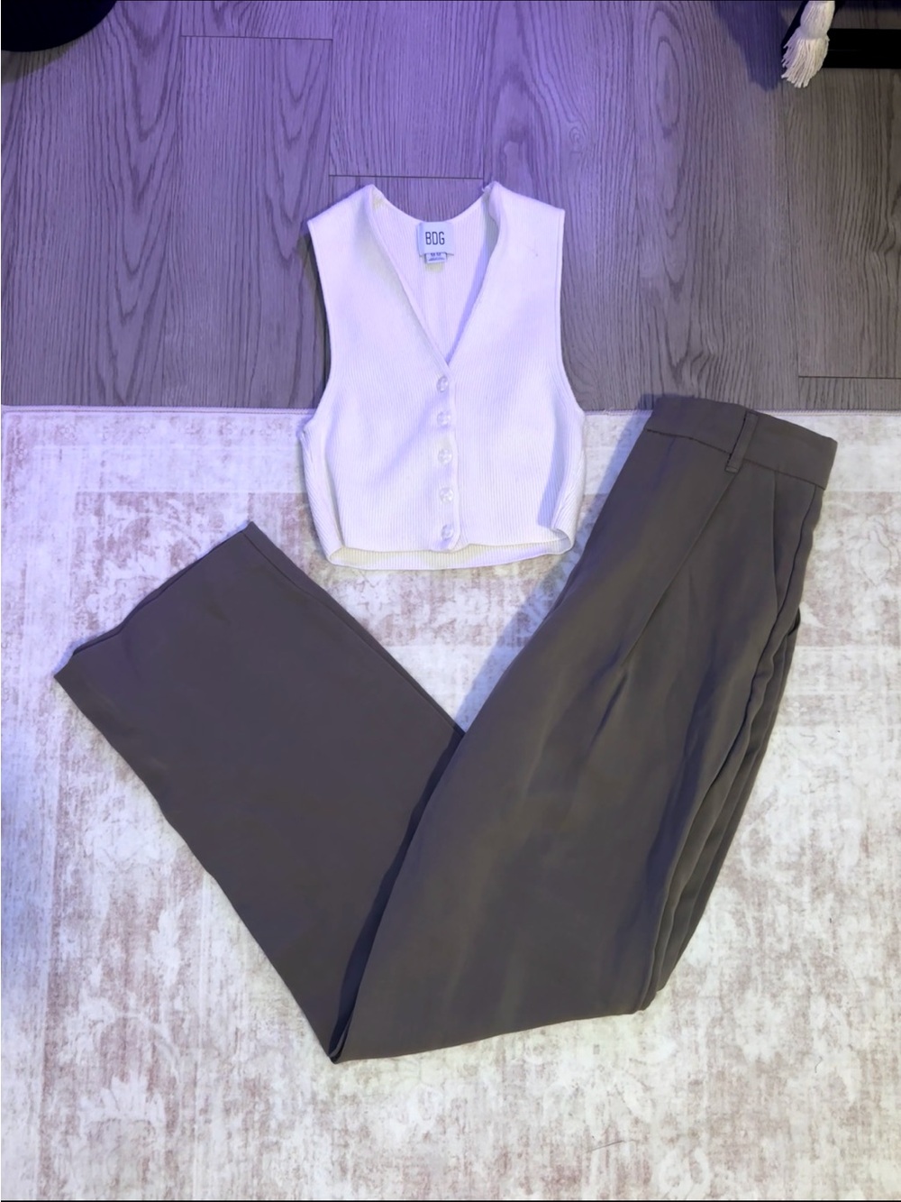 BDG Ribbed Crop Vest and Zara Business Casual Pants Bundle